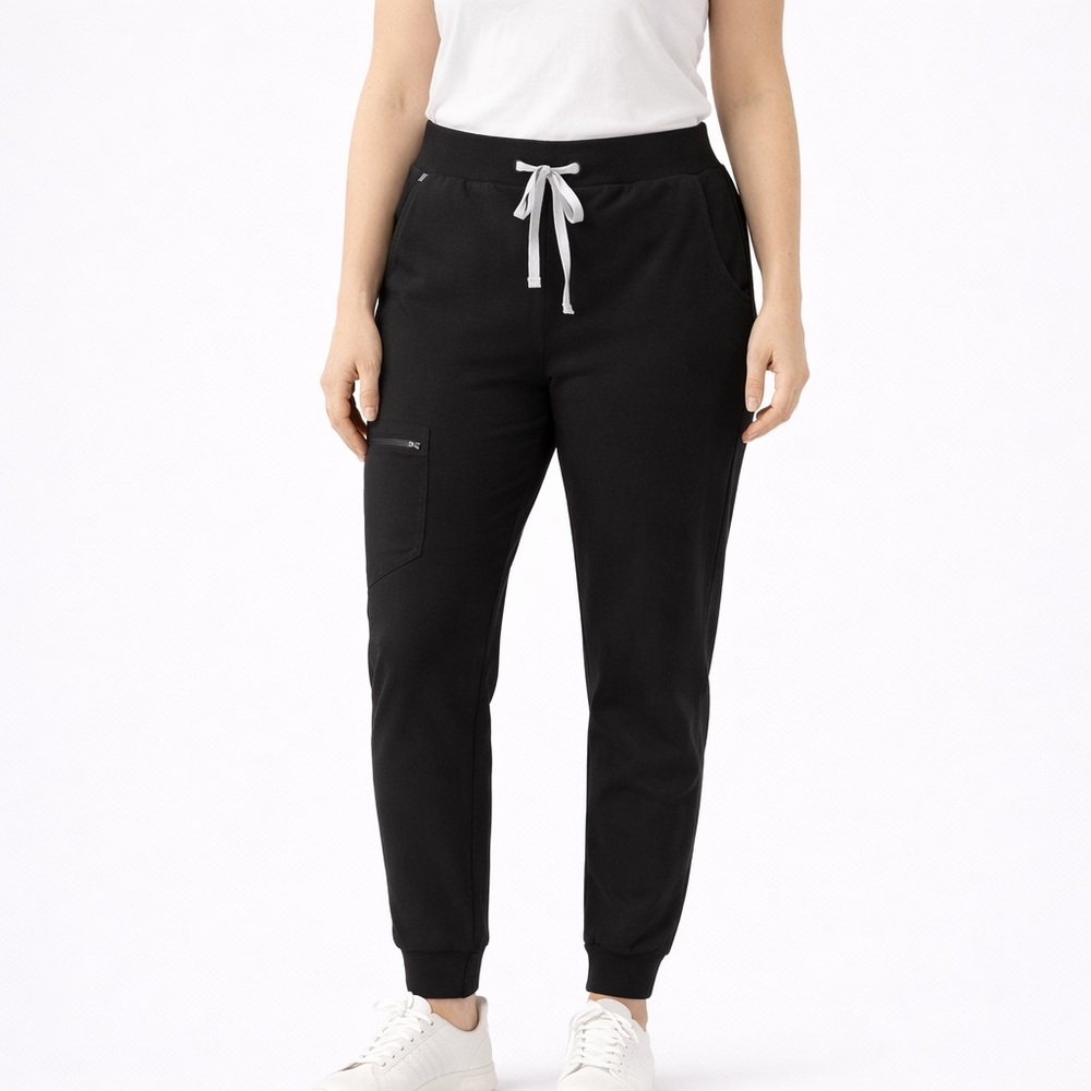 FIGS Scrub Pants Zamora Jogger Large L/P Black High Rise Stretch Medical Uniform